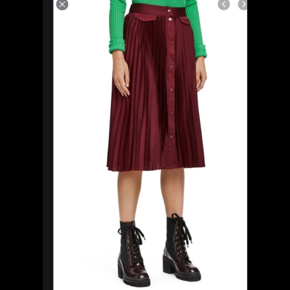 Burgundy pleated skirt